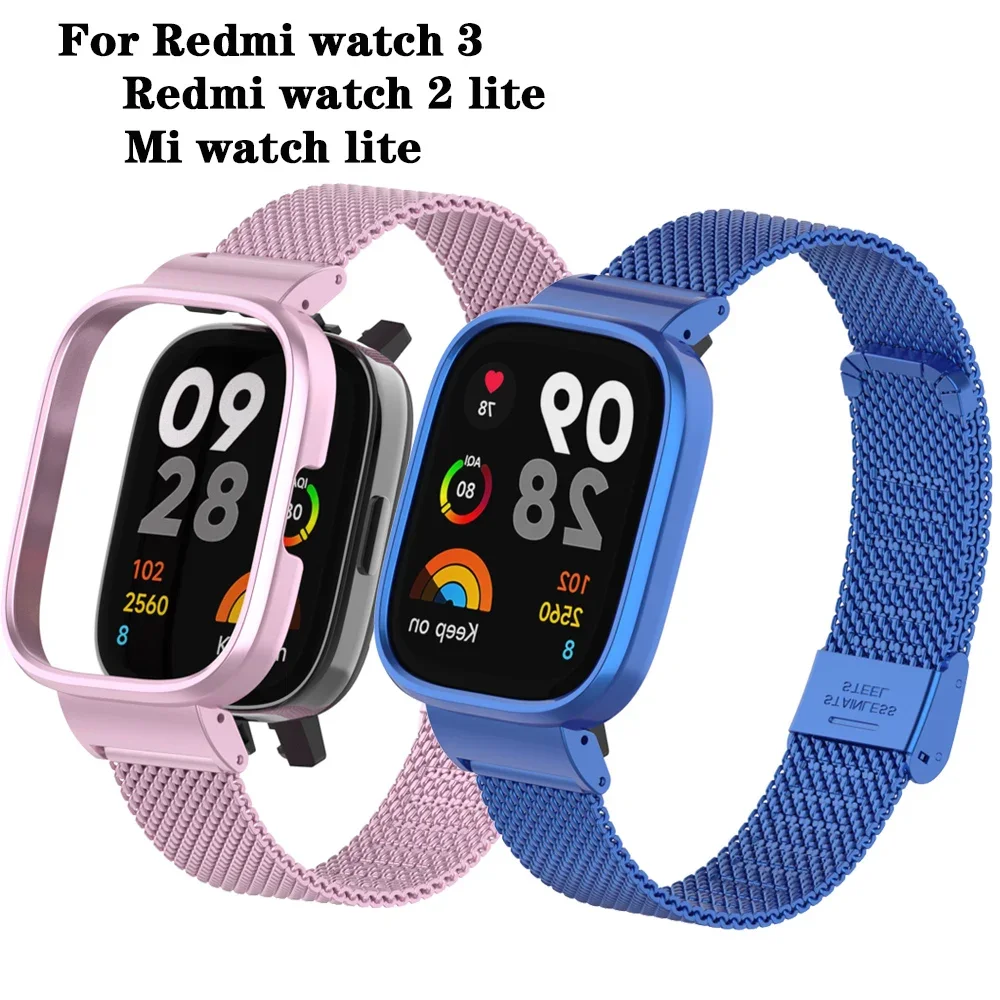 

Metal Stainless Steel Watch Bands with case For Redmi Watch 3 Smart Watch Bracelets For Redmi Watch 3 Buckle Strap Cover Frames