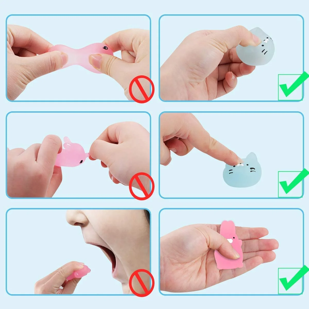 6/12/18 Pcs Luminous Mochi Squishies, Mochi Squishy Animals Stress Toys, Mini Stress Relief Toys Mochi Animals Toys Kawaii 5