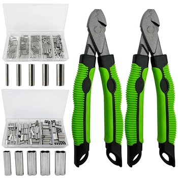 Fishing Crimping Pliers with Single /Double Barrel Ferrule Wire Rope Swager Crimper Ergonomic Handle Fishing Line Tackle Tools 1