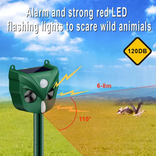 Animal Repeller Solar/Usb -Töltésű Állati Elrettentő Tényleges Időjárásálló Hang És Könnyű Riasztás A Kültéri Kerti Udvari Gazdasághoz - Image 5