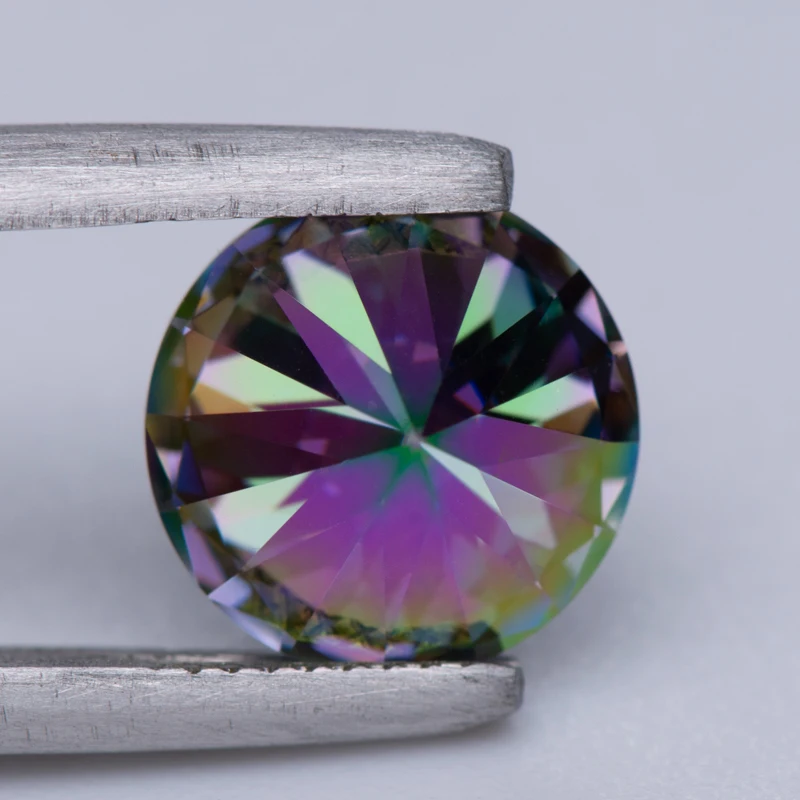 Moissanite Stone Rainbow Green Colour Round Cut Synthetic Gemstone Lab Created Diamond Pass Diamond Tester with GRA Certificate