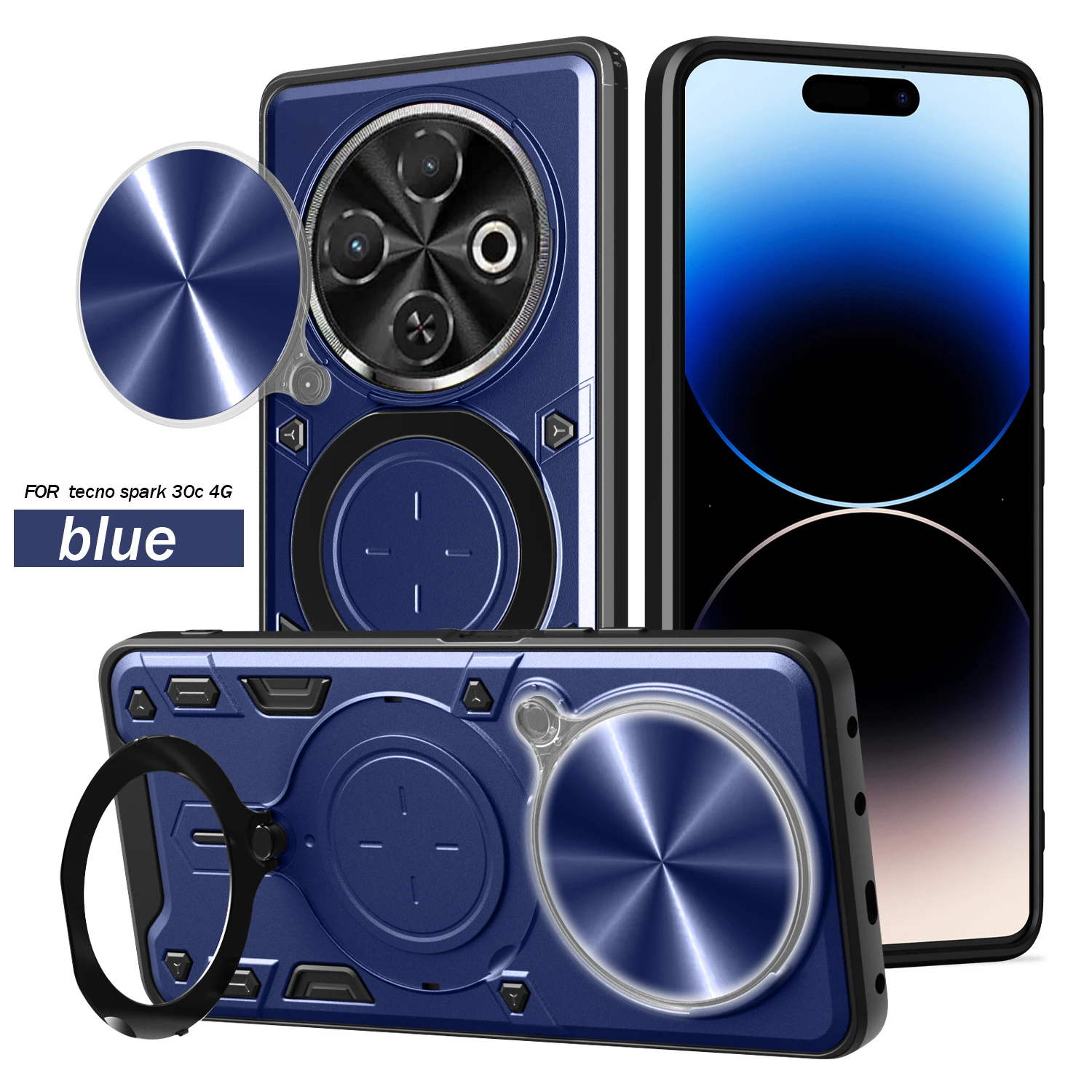 Heavy Duty Rugged Armor Phone Case with Magnetic Bracket and Slide Camera Protection Cover