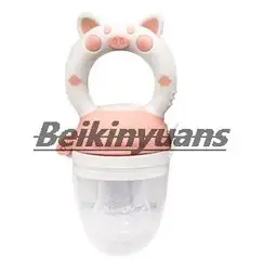 Versatile Baby Teething Pacifier with Food Pouch and Buckle (White pink L)