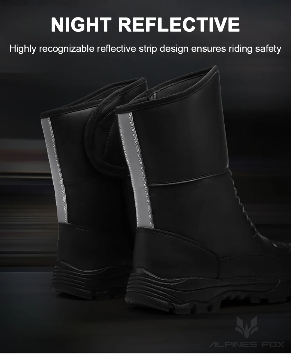 Leather Motorcycle Boots Men Classic Motocross Shoes with Reinforced Heel Toe Waterproof Vintage Motorbike Touring Boot