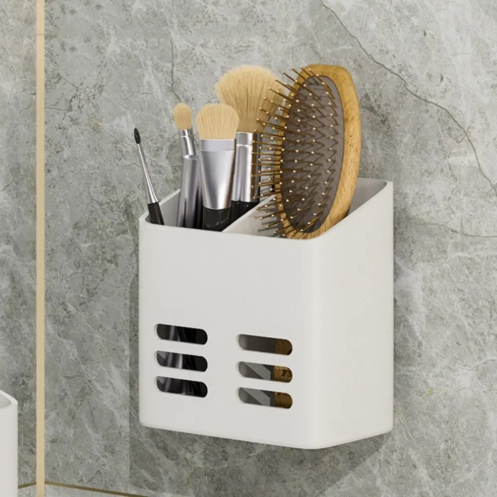 White/Grey Toothpaste Shelf Non-punch Wall-mounted Comb Storage Container Plastic Large Capacity Toothbrush Toothpaste Holder 5