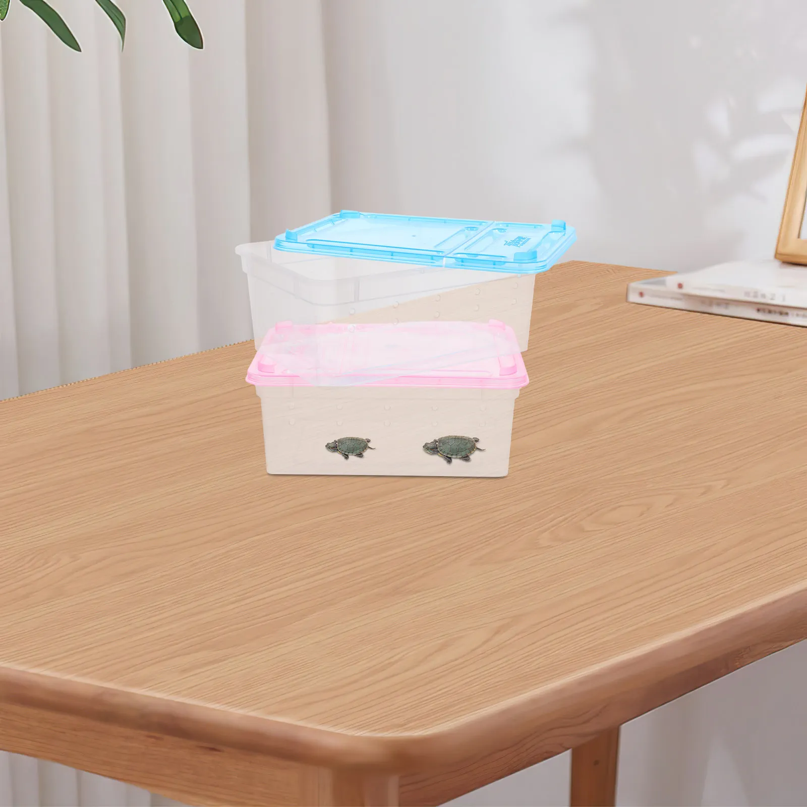 2Pcs 누에, 파충류, 게코, 딱정벌레, 점핑 거미를 위한 투명 플라스틱 먹이통, 통풍이 잘되는 휴대용