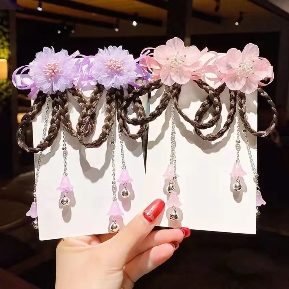 2 Pcs/Set Children Cute Chinese Style Wig Pendant Flower Hair Clips Girls Lovely Sweet Barrettes Hairpins Kids Hair Accessories 2