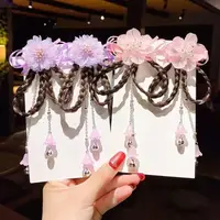 2 Pcs/Set Children Cute Chinese Style Wig Pendant Flower Hair Clips Girls Lovely Sweet Barrettes Hairpins Kids Hair Accessories 2