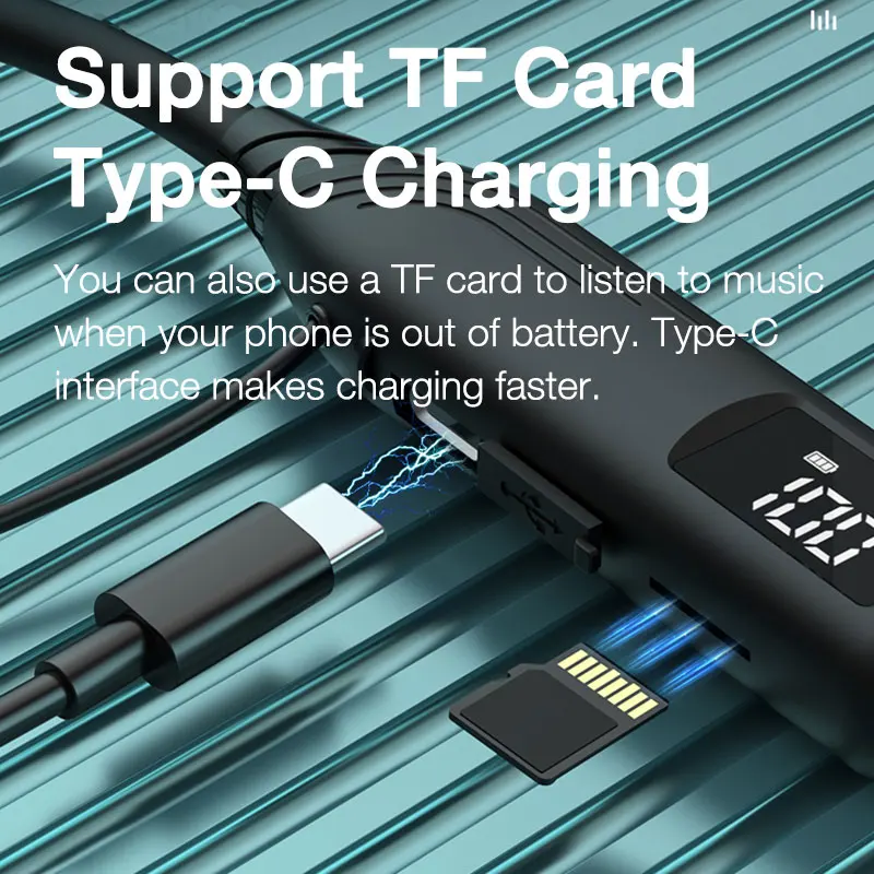 Eardeco-auscultadores sem Fios com Microfone Faixa de Pescoço Bluetooth Estéreo Reprodução de 120 Horas Baixo Desporto - Image 4