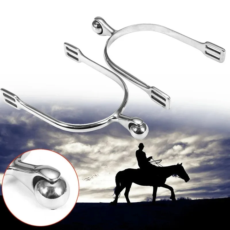 New 1 Pair Stainless Steel Horse Riding Sports Portable Silver Equestrian Boots Training Horse Spurs Equipment With Roller Ball 2