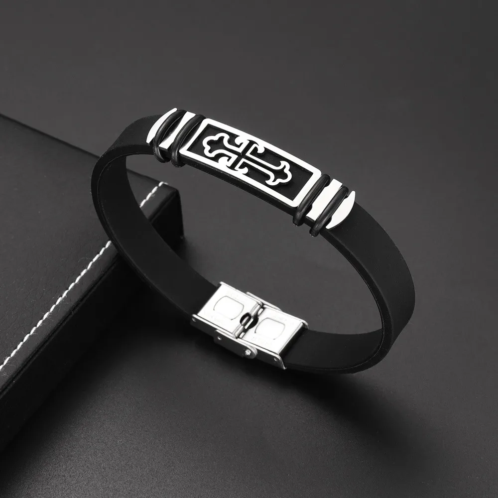 Men's religious cross cuff bracelet for everyday wear