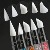 5Pcs/Set Sculpture Dotting Pen Nail Art Silicone Brush Colorful Crystal Dual-head Carving Flower Painting Pen DIY Manicure Tools 6