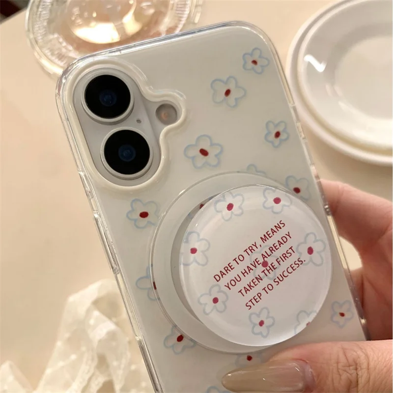 Magnetic Floral Blue Line Phone Case with Bracket