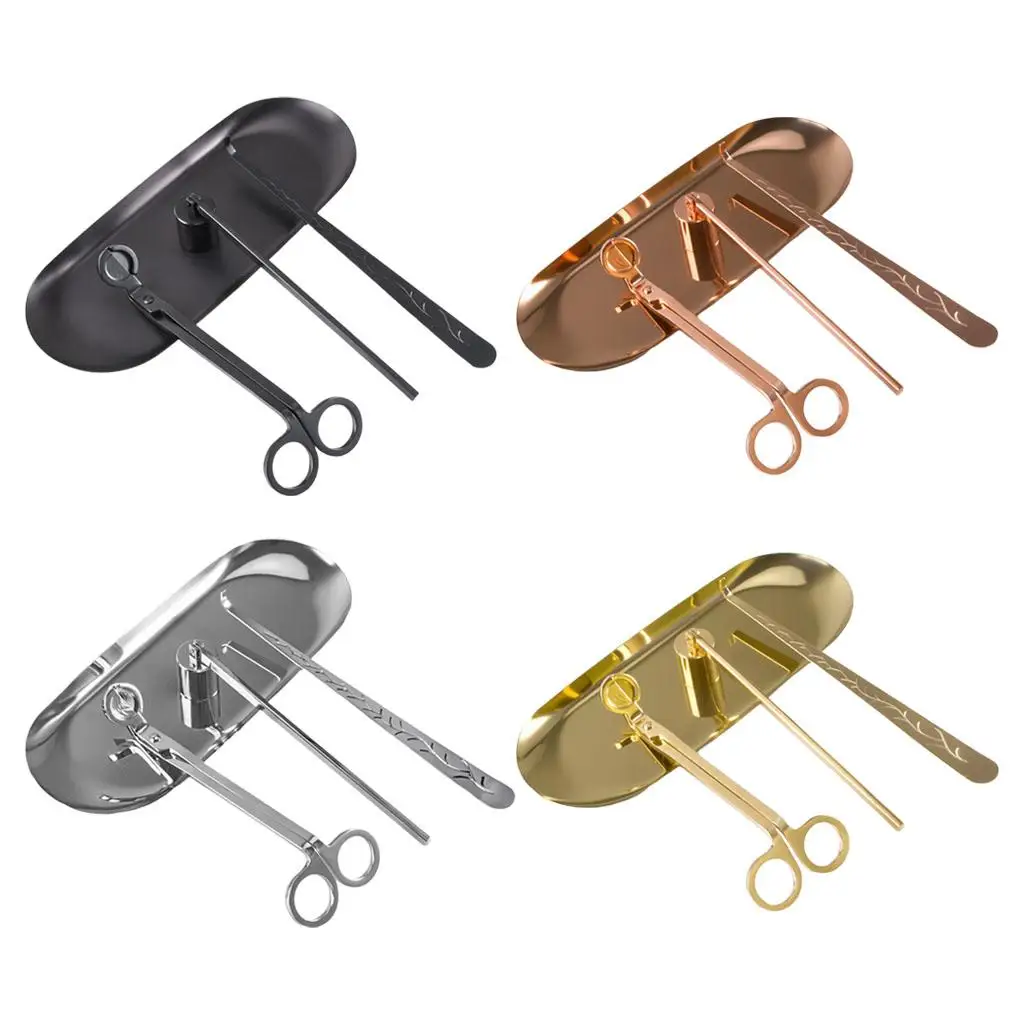 4 Pcs Candle Wick Trimmer Snuffer Dipper With Tray DIY Supplies For Wax Lovers