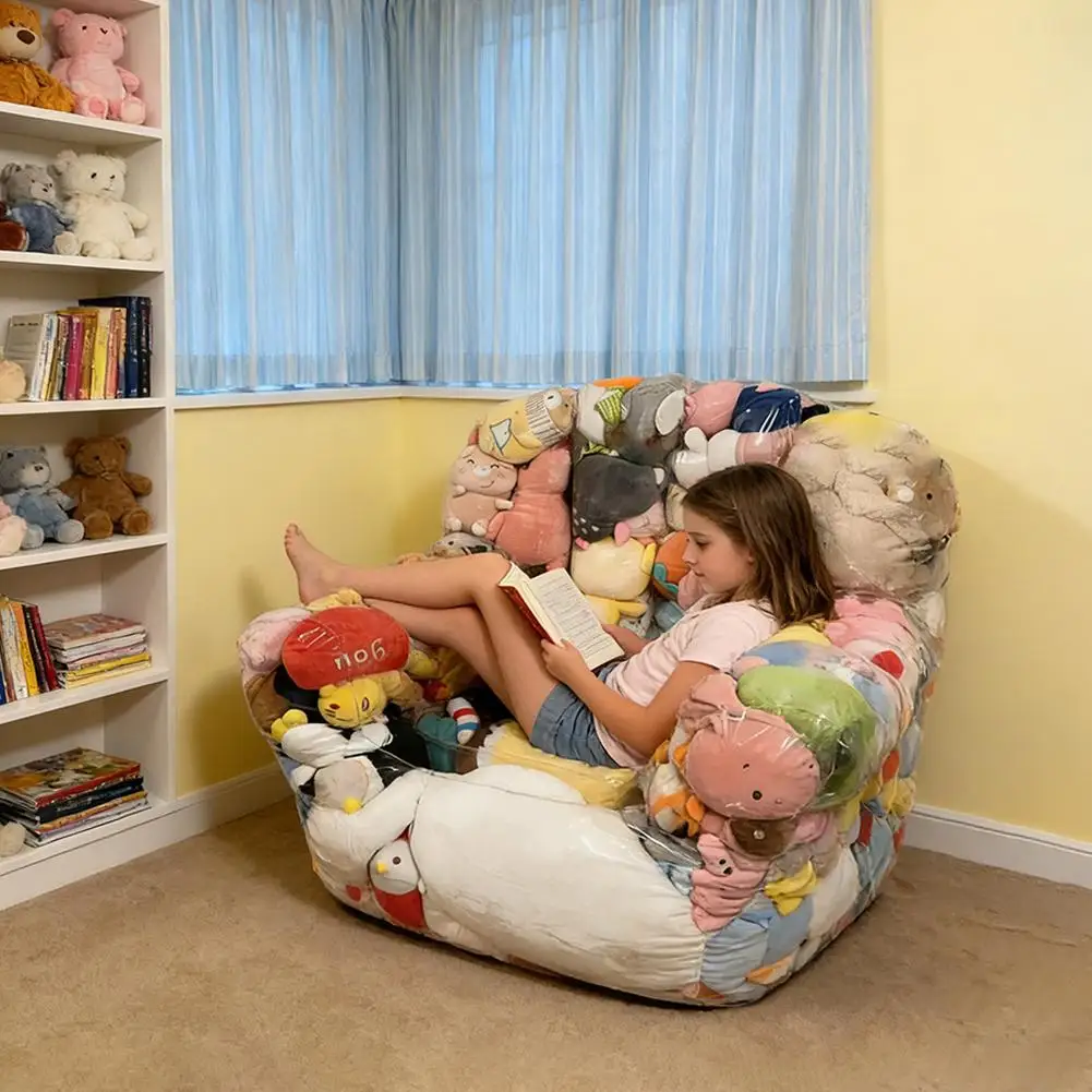 2026 Trending Stuffed Animal Storage Chair - Oversized Clear Bean Bag, Waterproof Stuffed Animal Chair For Playroom/Bedroom - 2