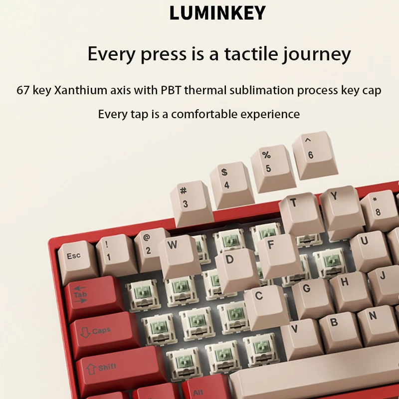Luminkey65 알루미늄 기계식 키보드, 블루투스 2.4G, 무선 3 가지 모드, RGB 백라이트, 핫스왑 PBT 키캡, 게임 E-스포츠