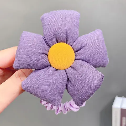 New Girls Cute Sweet Flower Scrunchie Kids Ponytail Hair Tie Candy Color Elastic Hair Bands Fashion Hair Accessories