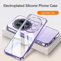 Premium Transparent Silicone Phone Case - Luxury Plating Soft Back Cover - Honor Magic8 (PURPLE)