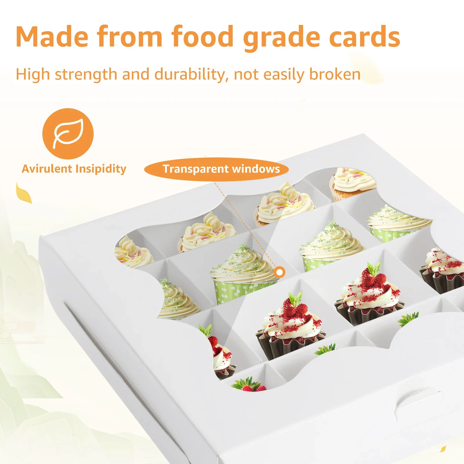 Scatole per cupcake bianche con finestra trasparente a 6 fori con vassoio rimovibile - Italia