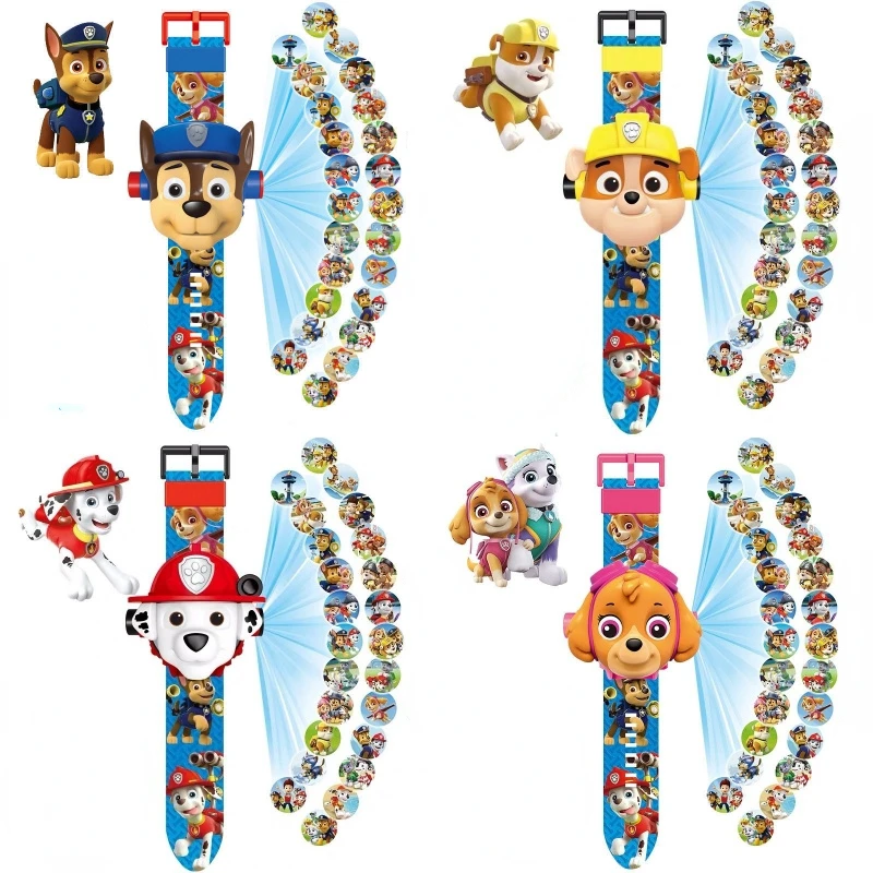 Vendita Calda Anime Watch Paw Patrol Team Dog Toy Watch Paw Patrol Orologio Digitale 24 Orologi Di Proiezione Regali Creativi Per Bambini