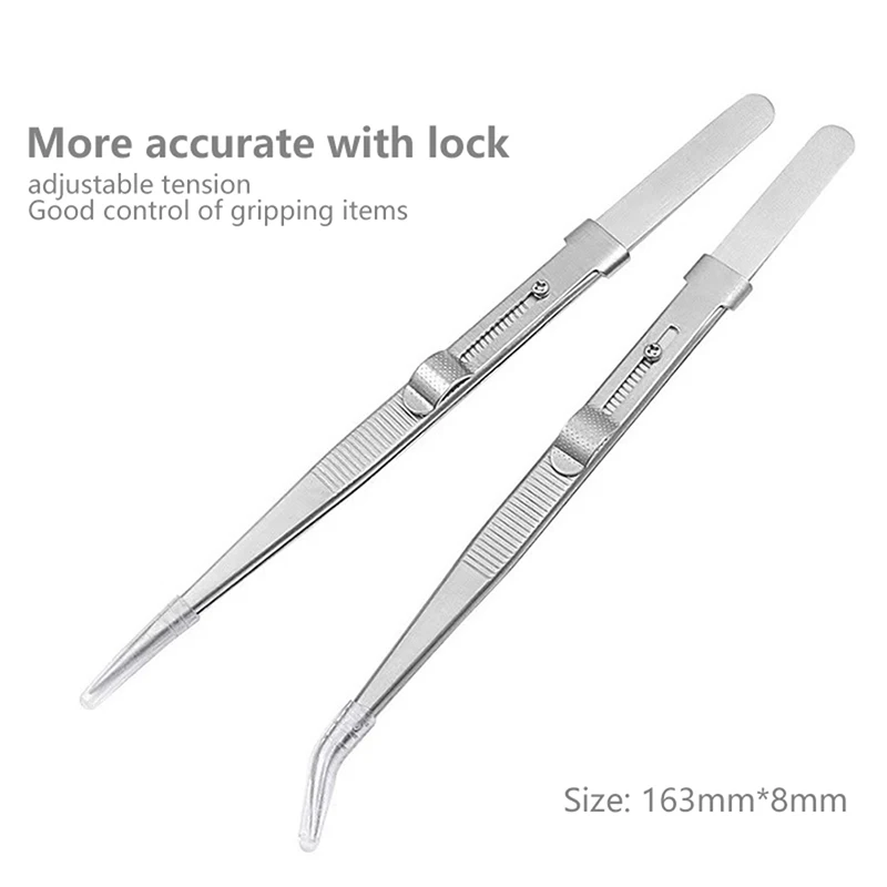 16CM Professional High Precision Stainless Steel Jewelry Tweezers Sandblasting DIY Diamond Gem Jewelry Jeweler's Slotted Buckle