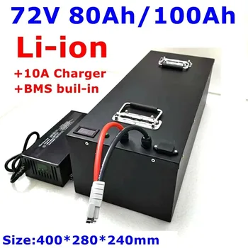 Batteria al Litio 72V 80Ah, Ioni di Litio 72V 100Ah per Bicicletta da Golf 7000W, Bici, Triciclo, Camper + Caricabatterie 10A