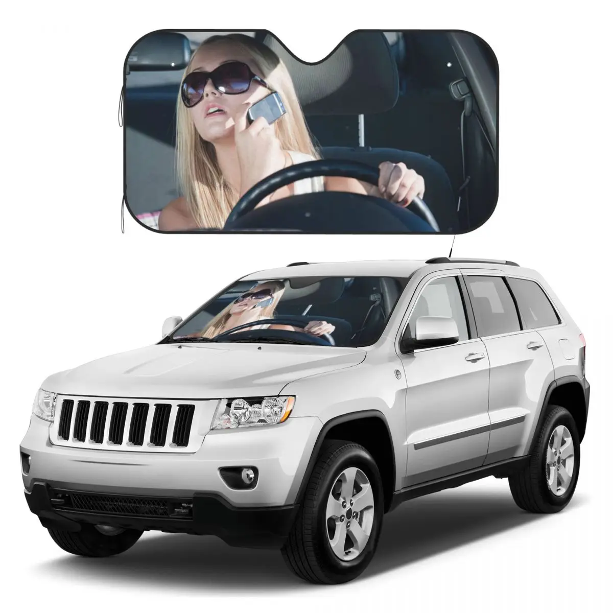 

Girl Answers The Phone Funny Car Windshield Sunshade Aluminum foil anti ultraviolet sun visor for automobile windshield