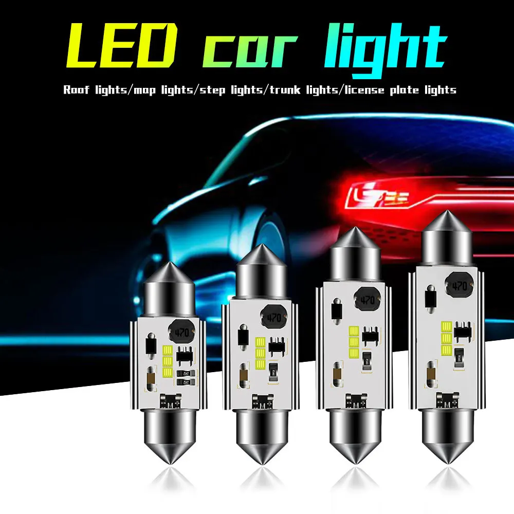 

1PC Car Accessories 31mm 36mm 39mm 41mm Car LED New CSP Blub Car Interior Dome Lamp License Plate Reading Light White 12V-24V