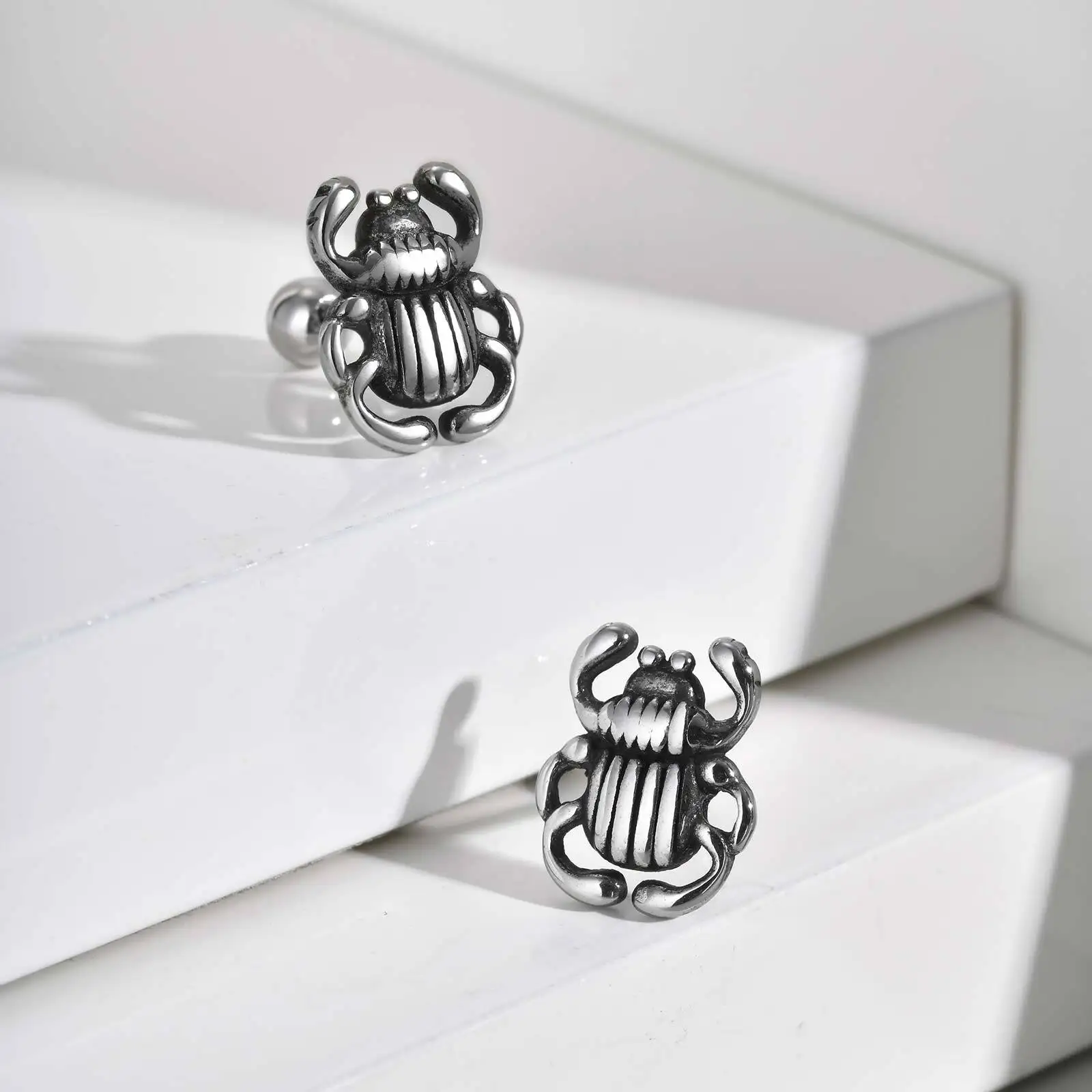 Scarab Beetle Cartilage Stud Earring,Anti Allergy Insect Stud Earring,Helix Earlobe Labret Piercing Earring