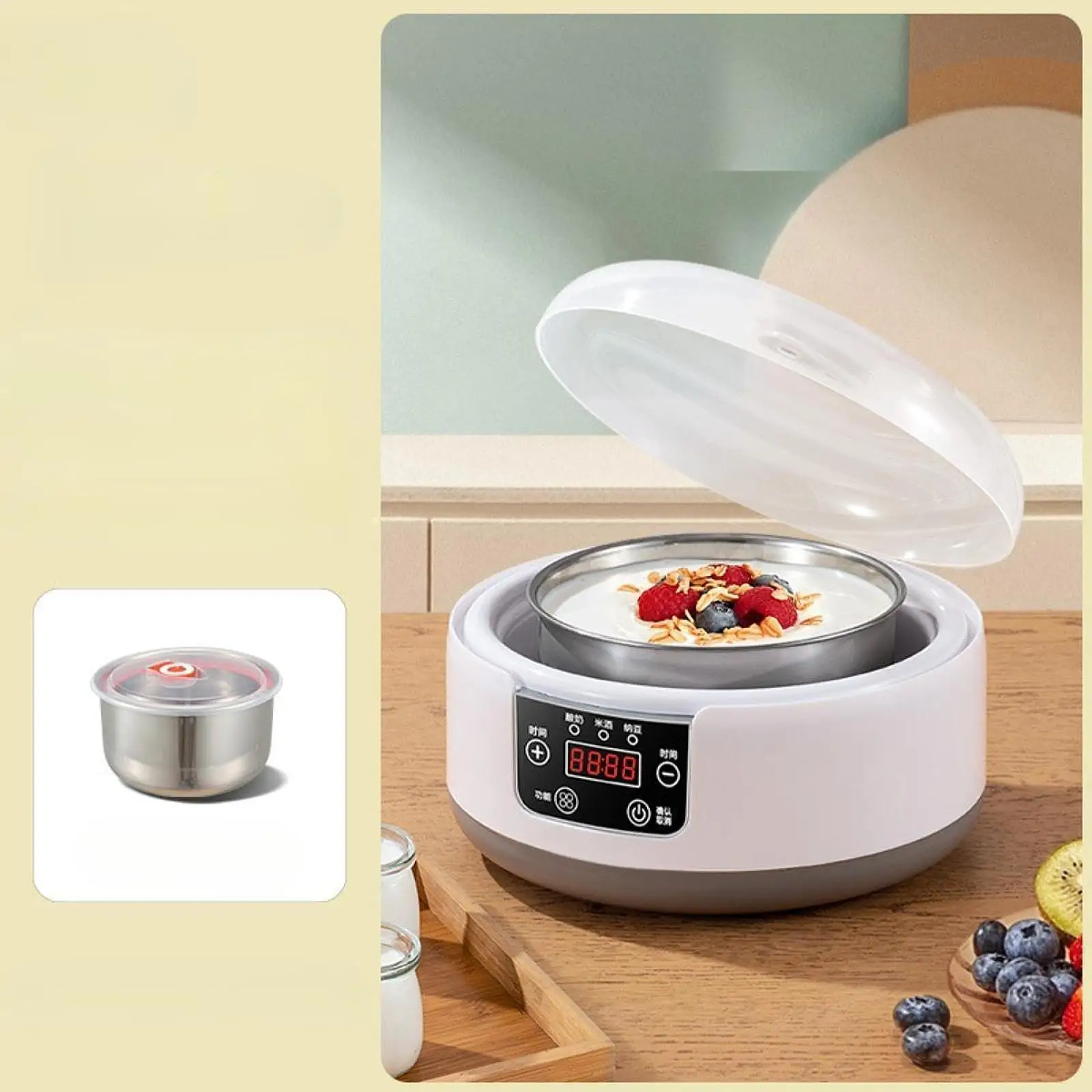 Automatic Yogurt Maker DIY Timing Function Homemade Yogurt Low Noise Professional Household 1.2L Stainless Steel Inner Container