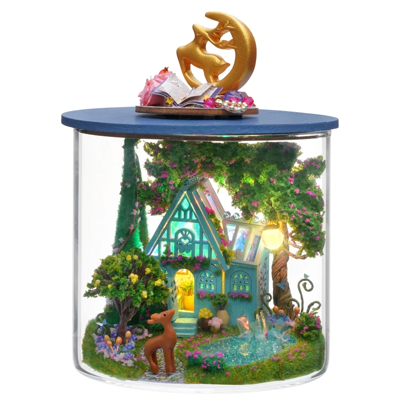 Mini Bottiglia Fai Da Te Casa Case Delle Bambole In Legno Kit Di Costruzione In Miniatura Fantasy Wonderland Magic Dollhouse Per Regali Di Compleanno 