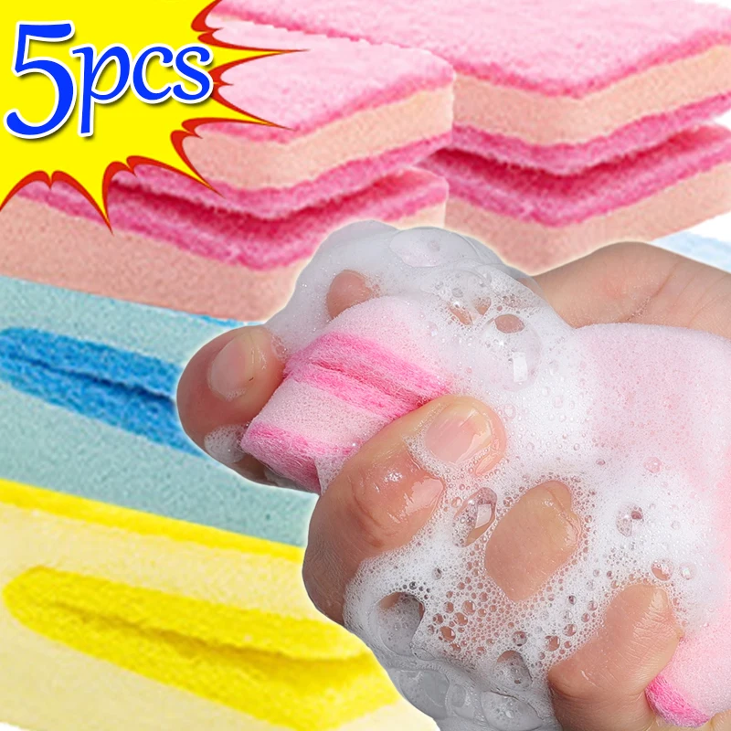 

1/5PCS Creative U-shaped Sponge Brush Double Sided Thickened Pot Wipe Strong Remove Oil Dust Dish Towel Household Cleaning Tools