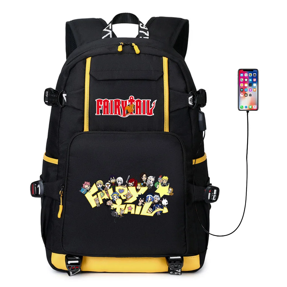 

Anime Fairy Tail USB Backpack Unisex Schoolbags For Teenager packsack Casual Cartoon Travel Laptop Shoulder Bags Zipper Bookbag