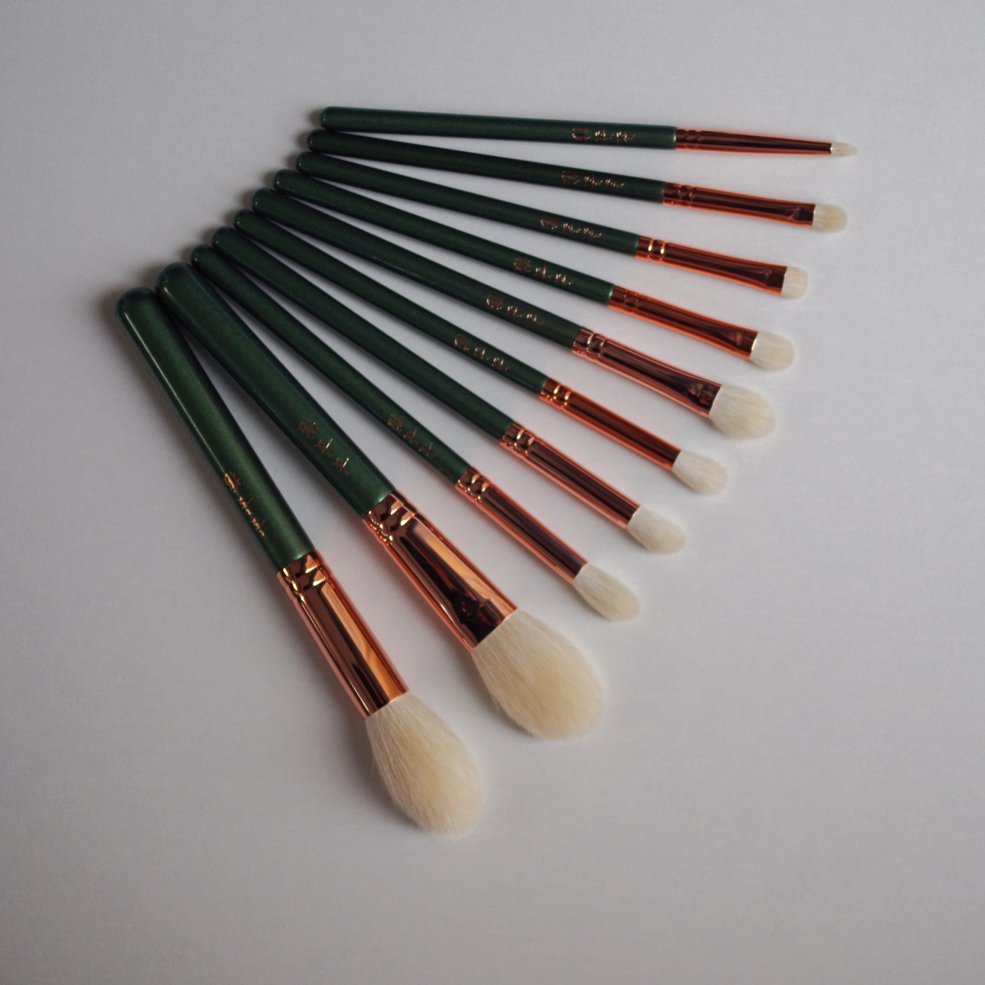 10pcs Shoushoulang 손으로 만들어진 메이크업 브러쉬 세트 블러쉬 아이 섀도우 블렌딩 브러쉬 소프트 Saibikoho 염소 헤어 메이크업 브러쉬 키트