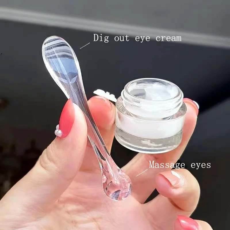 2pcs Eye Cream Applicator Spoon Roller Transparent Massage Stick Cosmetic Spatulas Wrinkle Facial Mask Skin Care Plastic Spoon