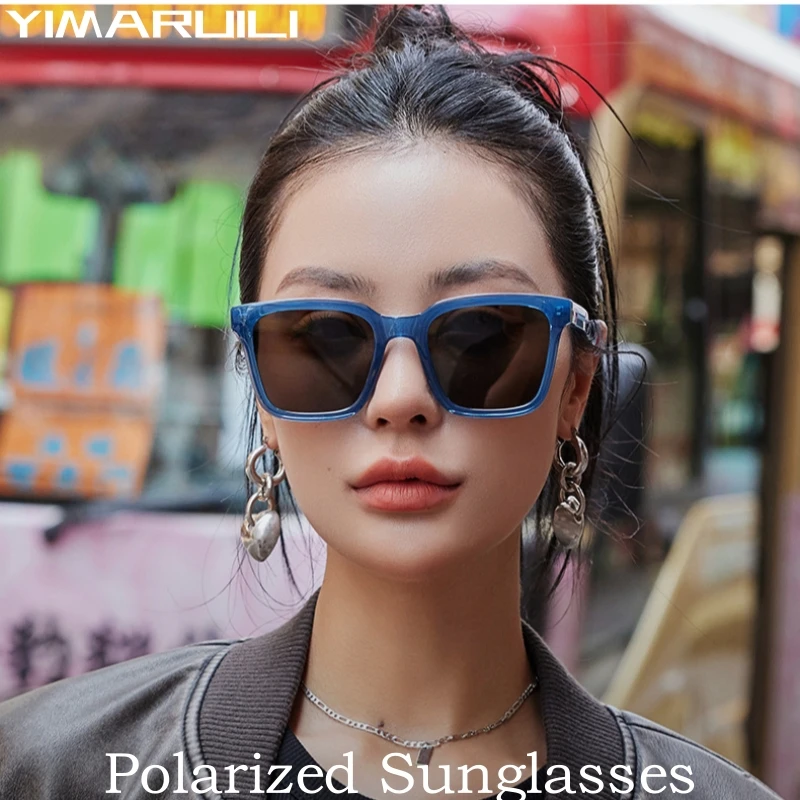 Occhiali da sole polarizzati quadrati di moda da uomo che