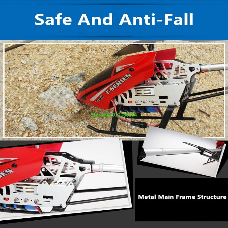Remote Control Helicopter 150M 80CM Large Alloy Electric RC Helicopter Drone Model Toy 3.5CH Anti-Fall Body LED Light Remote Control Helicopter Aircraft