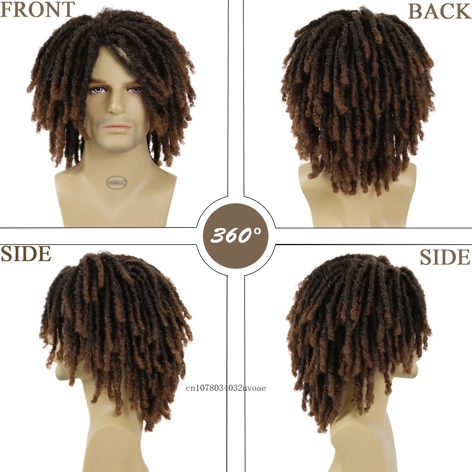 Synthetic Short Dreadlock Wig Natural for Men Rasta Wigs Afro Bob Ombre Brown Crochet Twist Hair Braided Wig Dreads Wigs Costume synthetic wig halloween wig