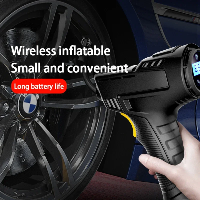 

Portable 120W Car Air Compressor Wireless Inflatable Pump With LED Lamp Rechargeable Digital Air Pump For Motorcycle Bicycle