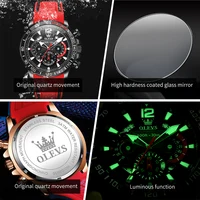 OLEVS 9936 montre pour hommes à Quartz bracelet en silicone étanche montre multifonctionnelle 4
