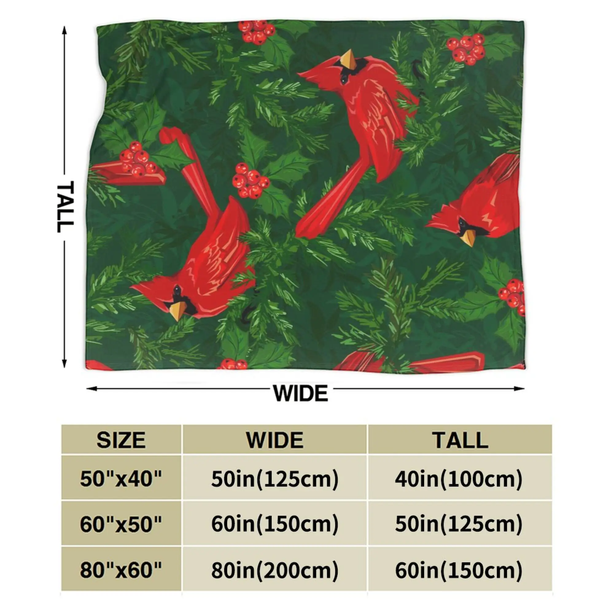 Red Cardinal Bird Flannel Blanket Soft Cozy Warm Throw Blanket teeaplex