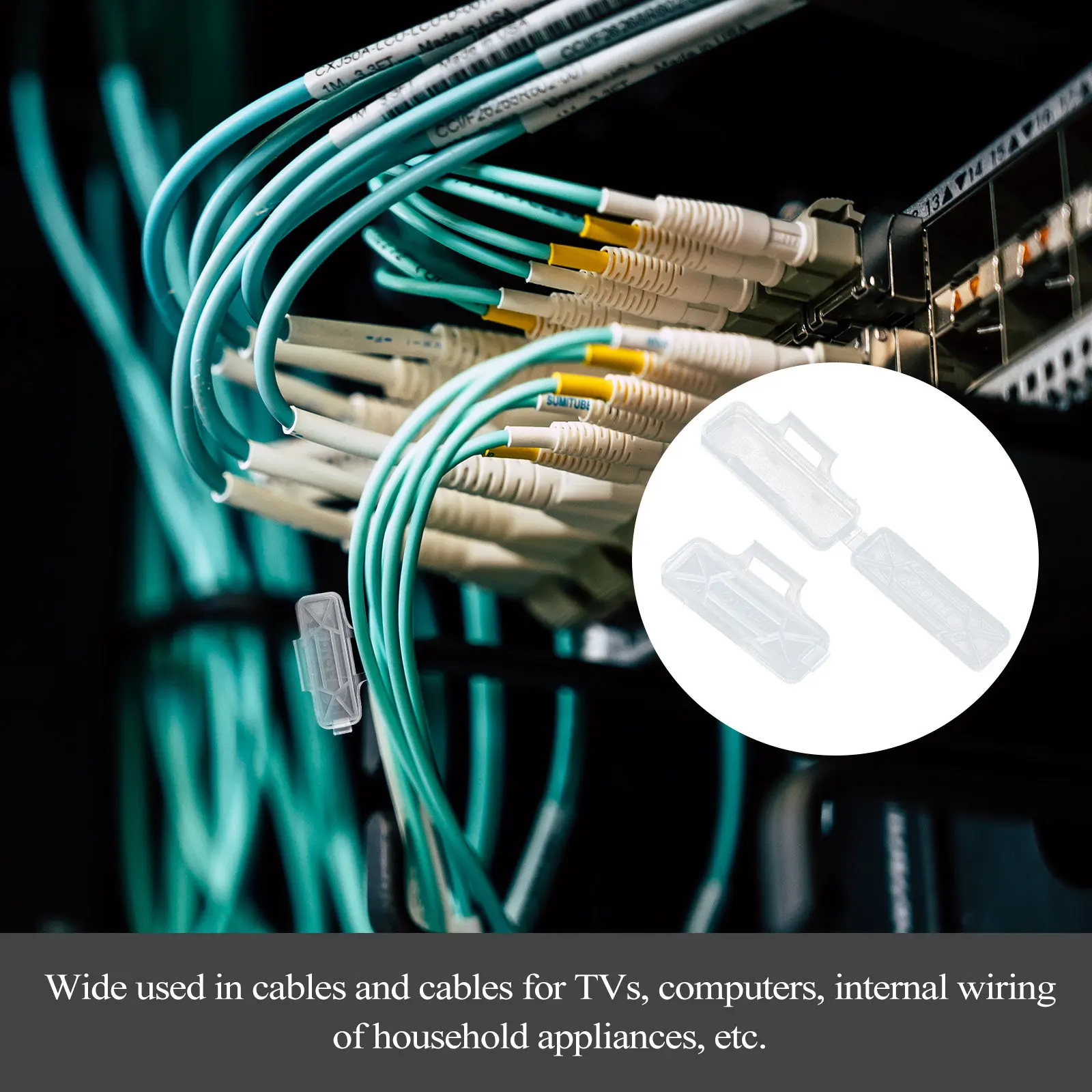 케이블용 100Pcs 라벨 홀더 케이스 사무실 가정용 투명 부식 방지 와이어 식별 상자