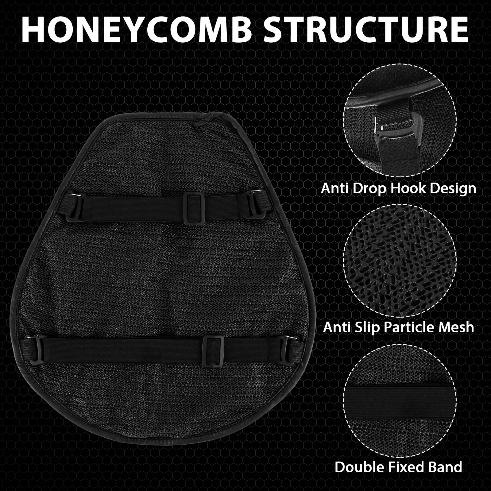Anti-Slip Motorbike Gel Seat Pad 3D Honeycomb Shock-Absorbing Motorcycle Seat Cushion Breathable Motorcycle Seat Cover Accessory