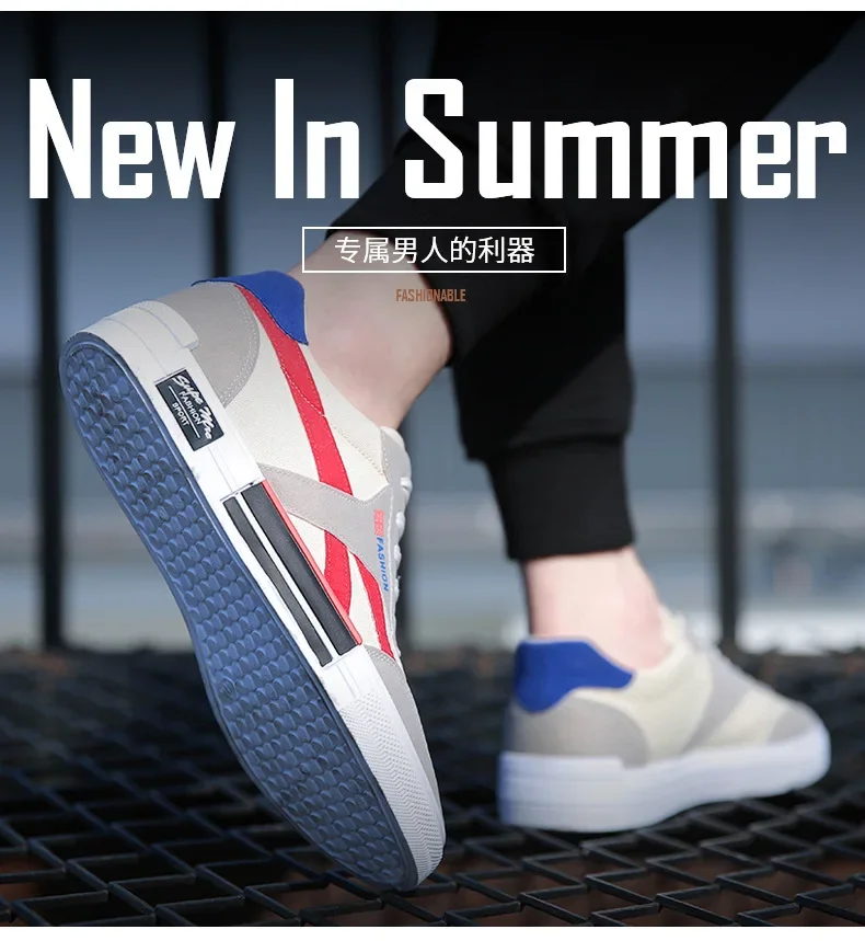 Spring and Autumn New Men's Breathable Canvas Shoes Korean Edition Trendy Board Shoes Casual shoes for Student Men old school 6