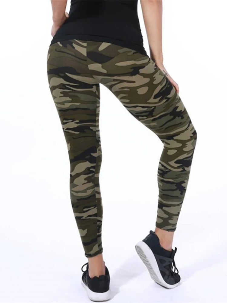 YSDNCHI 위장 여성용 레깅스 낙서 스타일 슬림 스트레치 바지 육군 녹색 레깅스 Deportes Pants K085