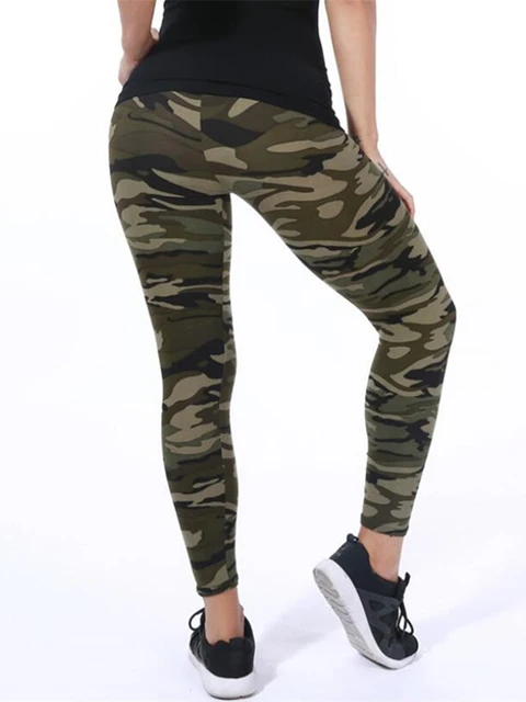Camouflage Womens Leggins Slim Stretch Graffiti Style Trouser Army Green 4