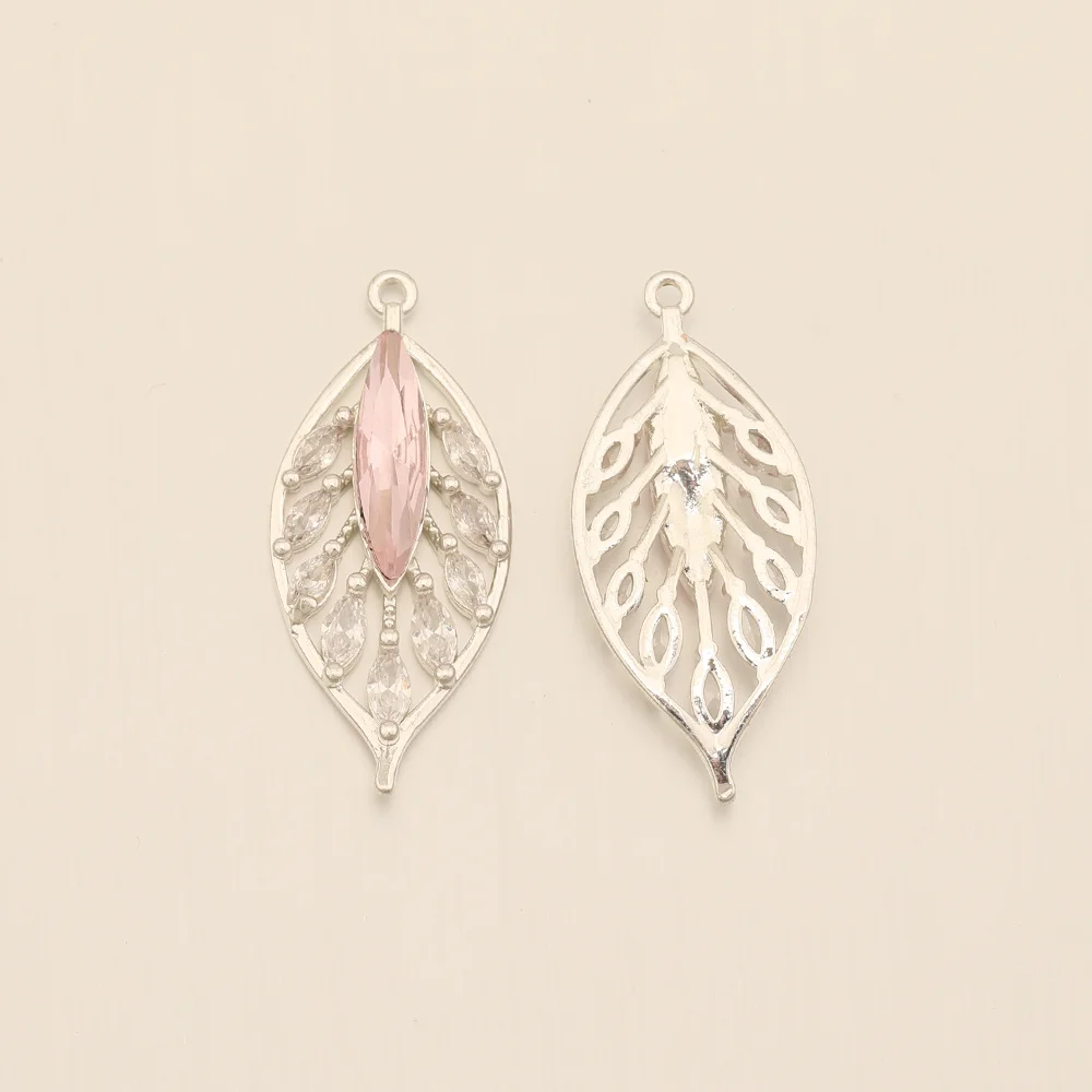 Cordial Design 14*31MM 40Pcs CZ Charms/Leaf Shape/Hand Made/DIY Jewelry Making/Jewelry Findings & Components/Rhinestone Pendant 7 Cordial Design 14*31MM 40Pcs CZ Charms/Leaf Shape/Hand Made/DIY Jewelry Making/Jewelry Findings & Components/Rhinestone Pendant - cordial