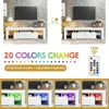 JUMMICO TV Stand with LED Lights, Modern Entertainment Center Media and Open Shelf Console Table Storage Desk Up To 70 Inch TV 4