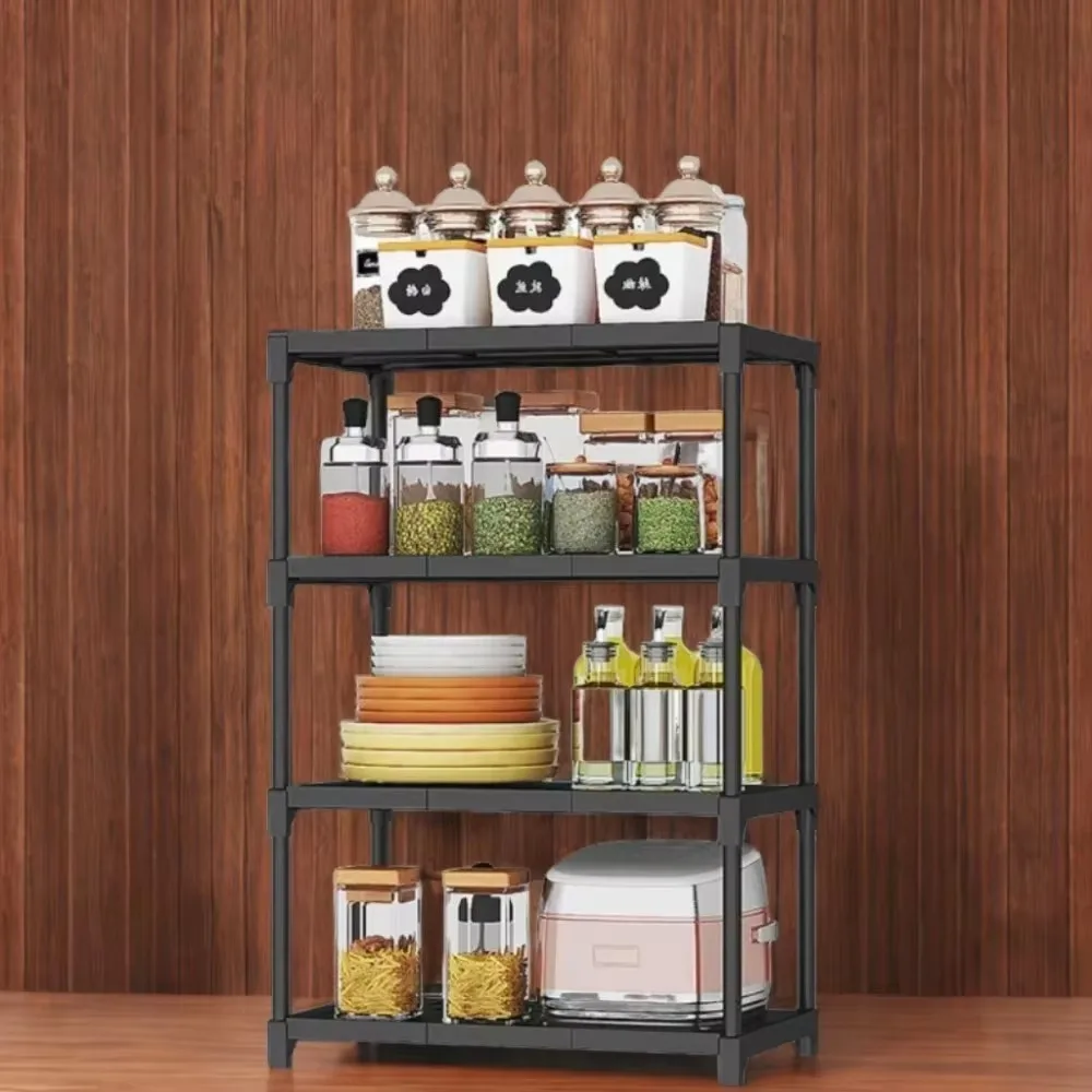 Kitchen Organizer Rack Multifunctional Oven Microwave Pot Storage Shelf Seasoning Chopstick Shelf 4-Layer Bathroom Storage Rack