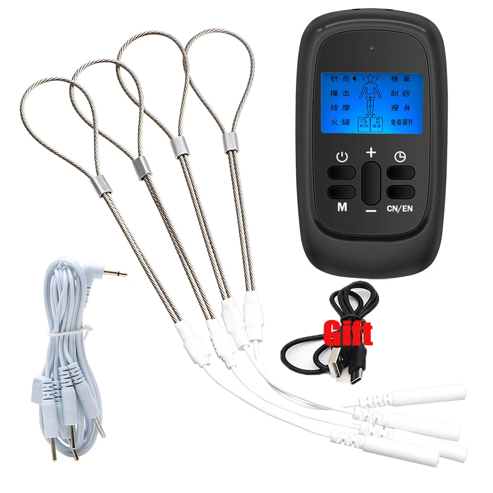4 Pcs Electric Shock Penis Therapy Ring Delay Ejaculation Ring BDSM Adjustable Metal Wire Loop E-Stim Cock Enlarge Male Sex Tool